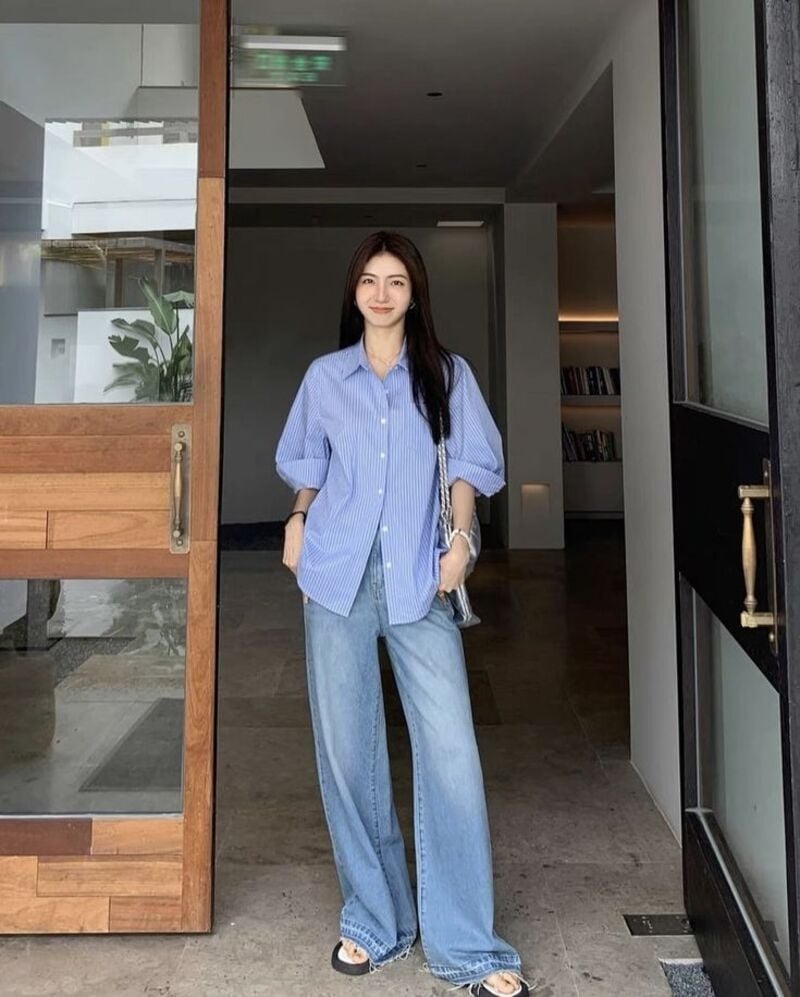 phối đồ với sơ mi xanh