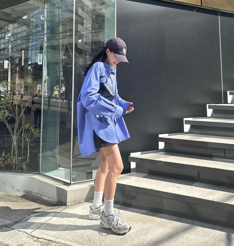 phối đồ với sơ mi xanh