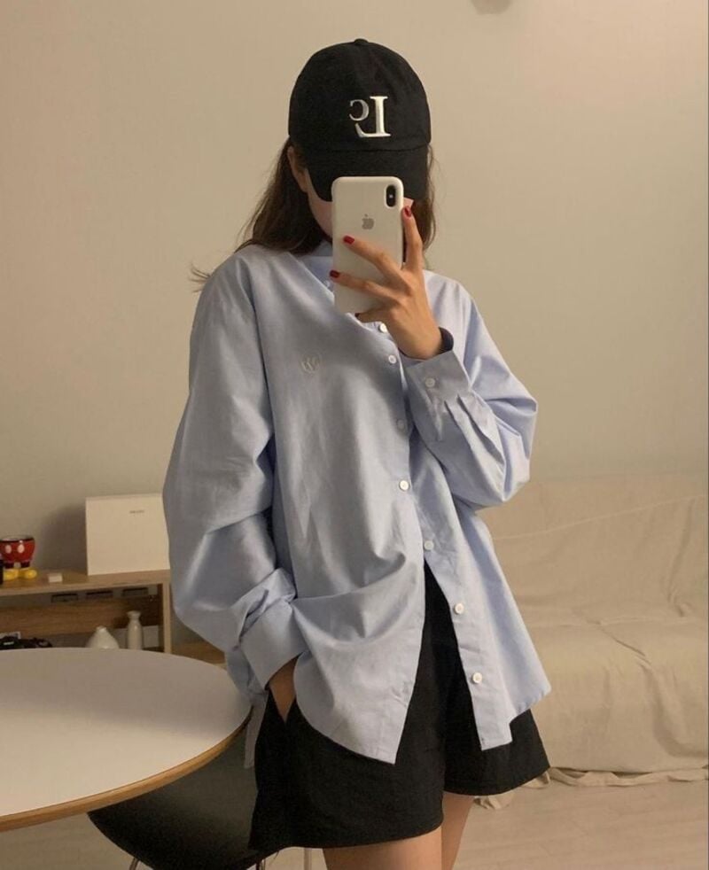 phối đồ với sơ mi xanh