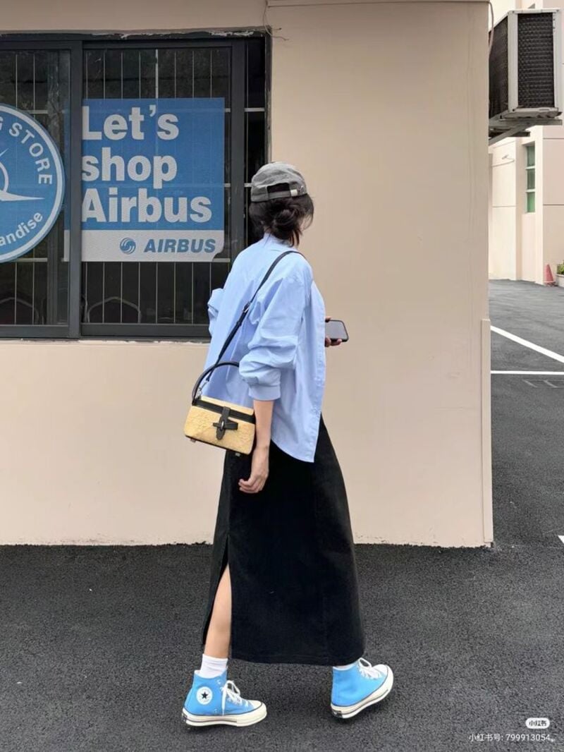 phối đồ với sơ mi xanh