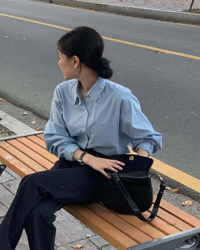 phối đồ với sơ mi xanh
