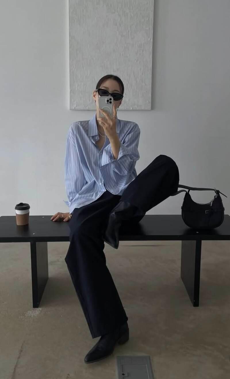 phối đồ với sơ mi xanh