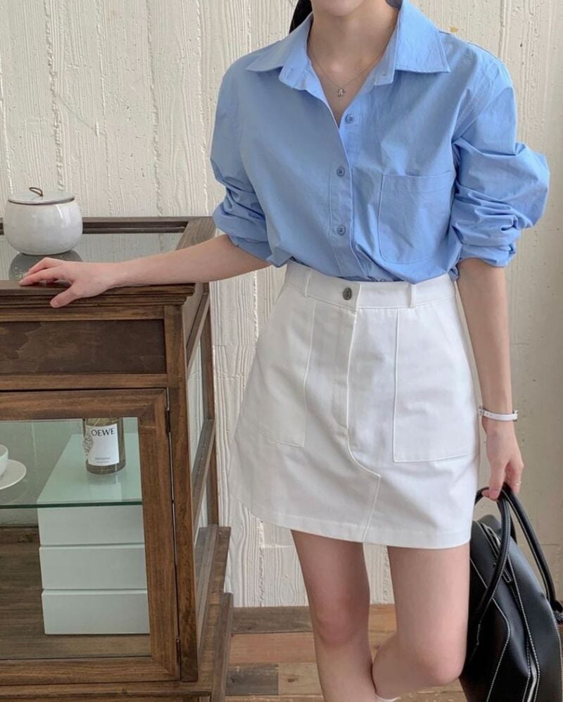 phối đồ với sơ mi xanh