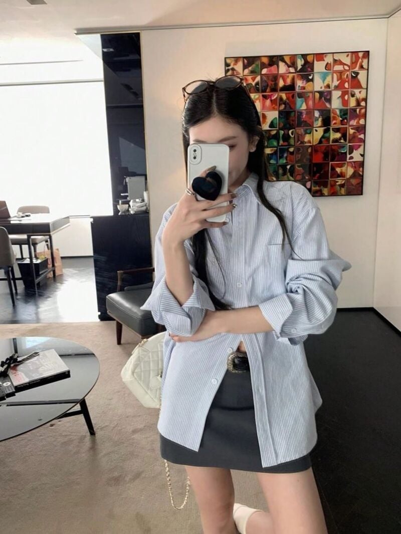 phối đồ với sơ mi xanh