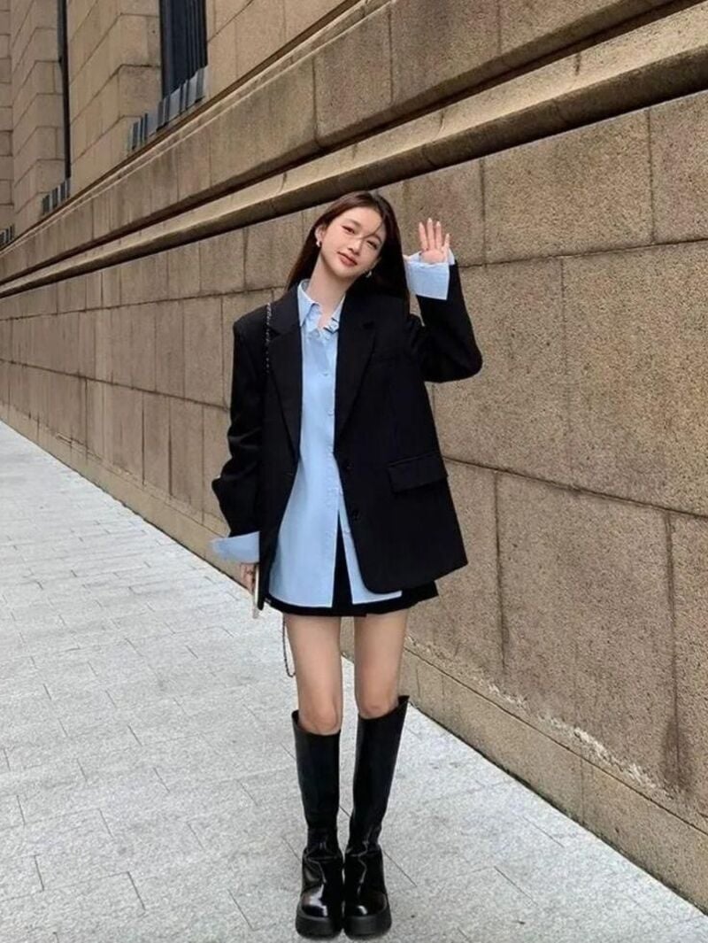 phối đồ với sơ mi xanh