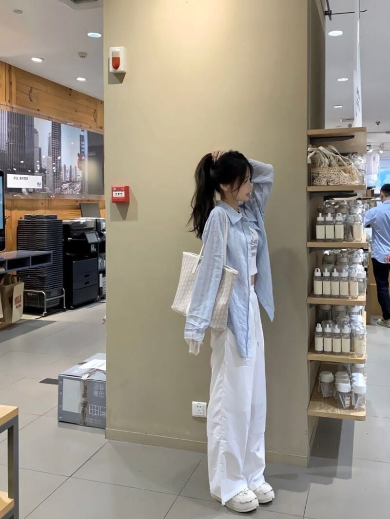 phối đồ với sơ mi xanh