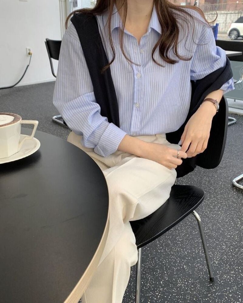 phối đồ với sơ mi xanh