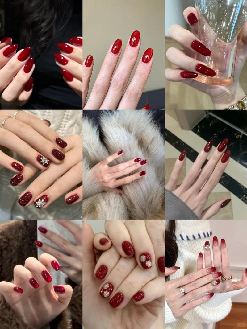 Mẫu nail gel ngắn Tết 2026