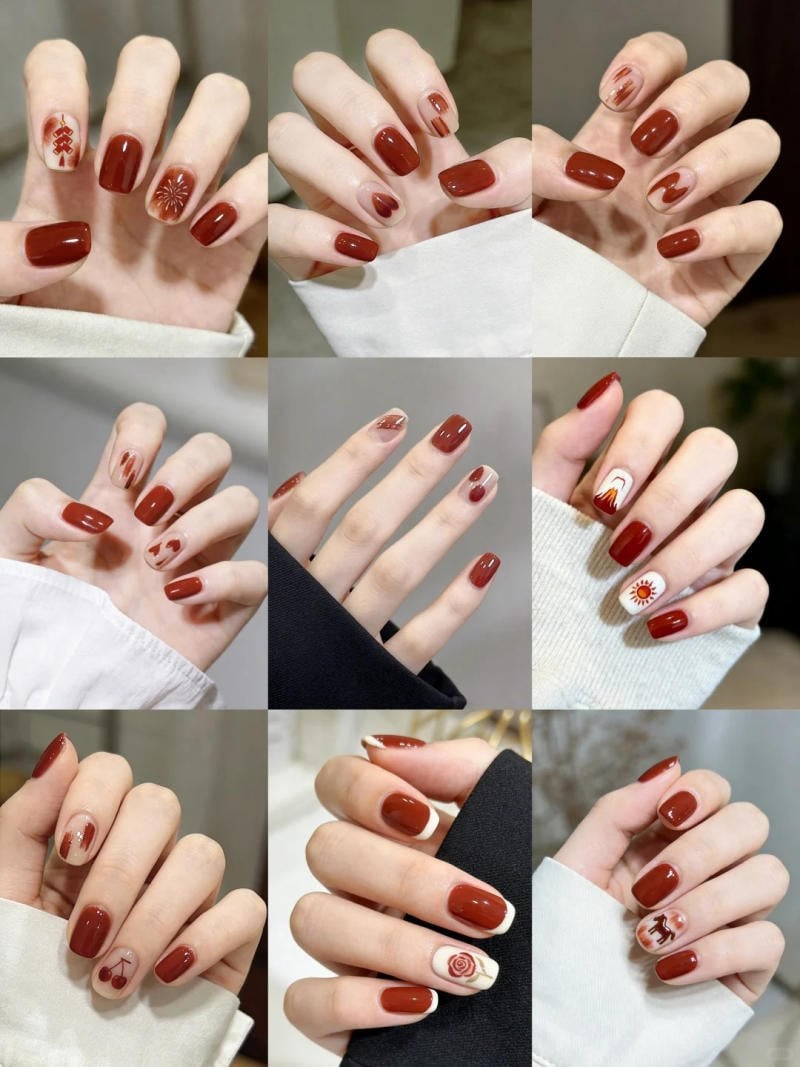 Mẫu nail gel ngắn Tết 2026