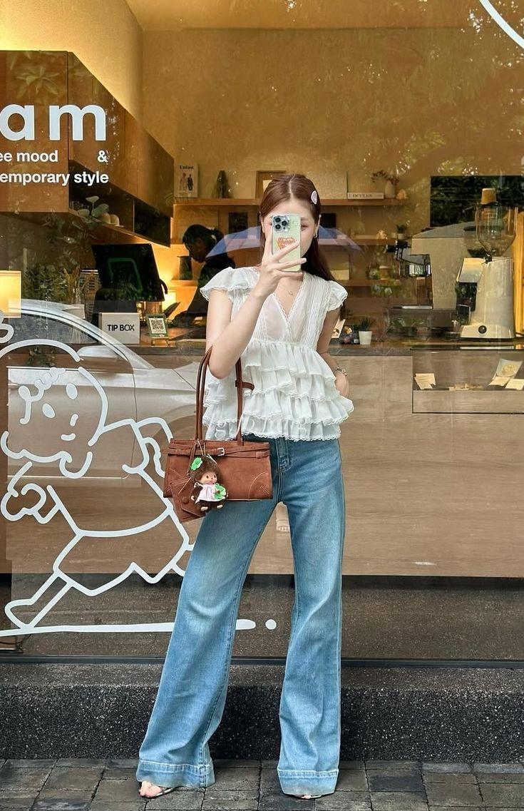 phối đồ với áo tay phồng