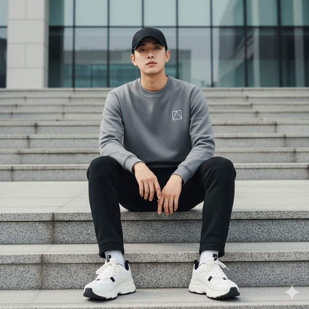 Sweater Cổ Tròn và Quần Jogger