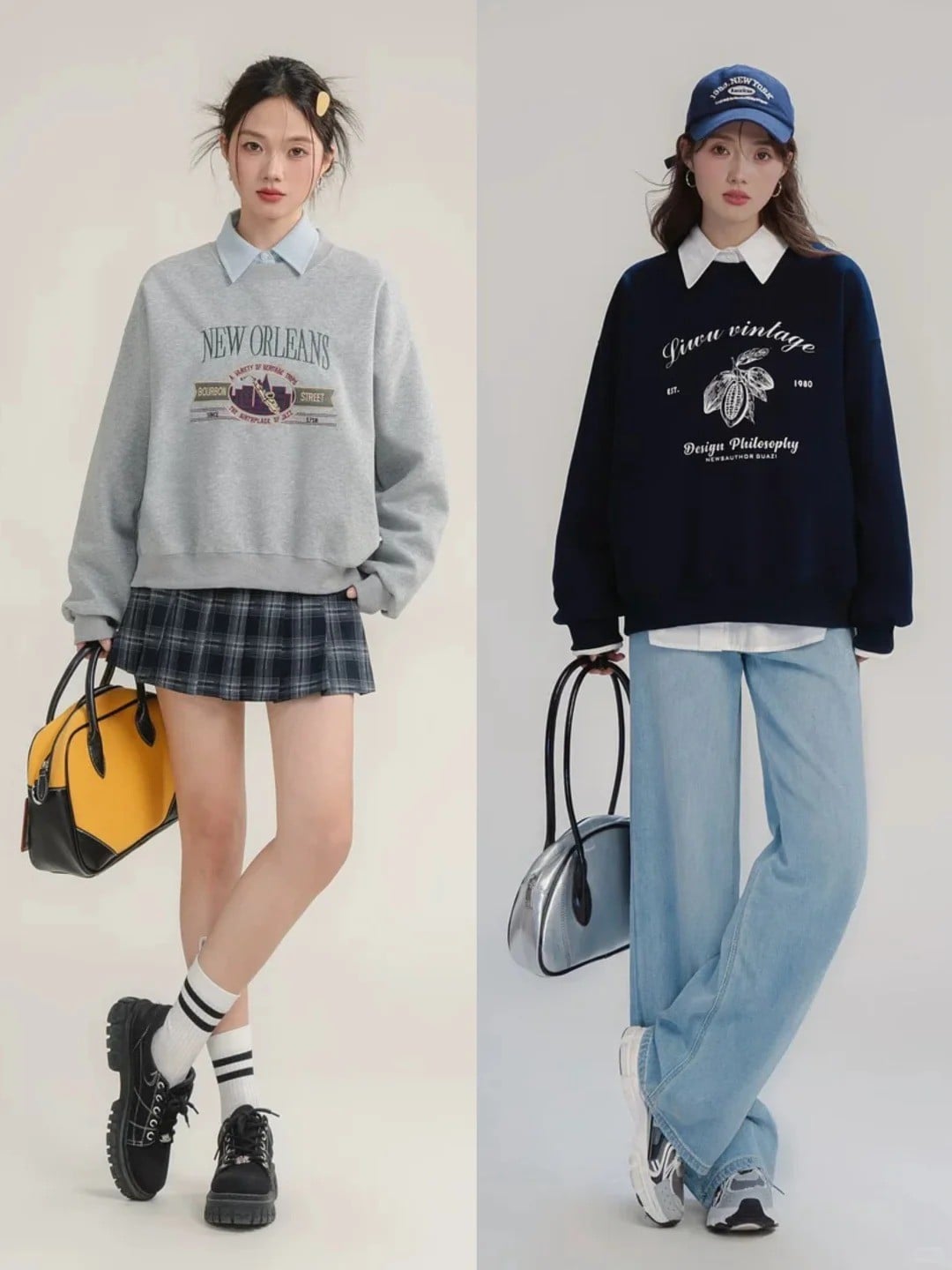 Phong cách smart-casual với sweatshirt và áo khoác dạ