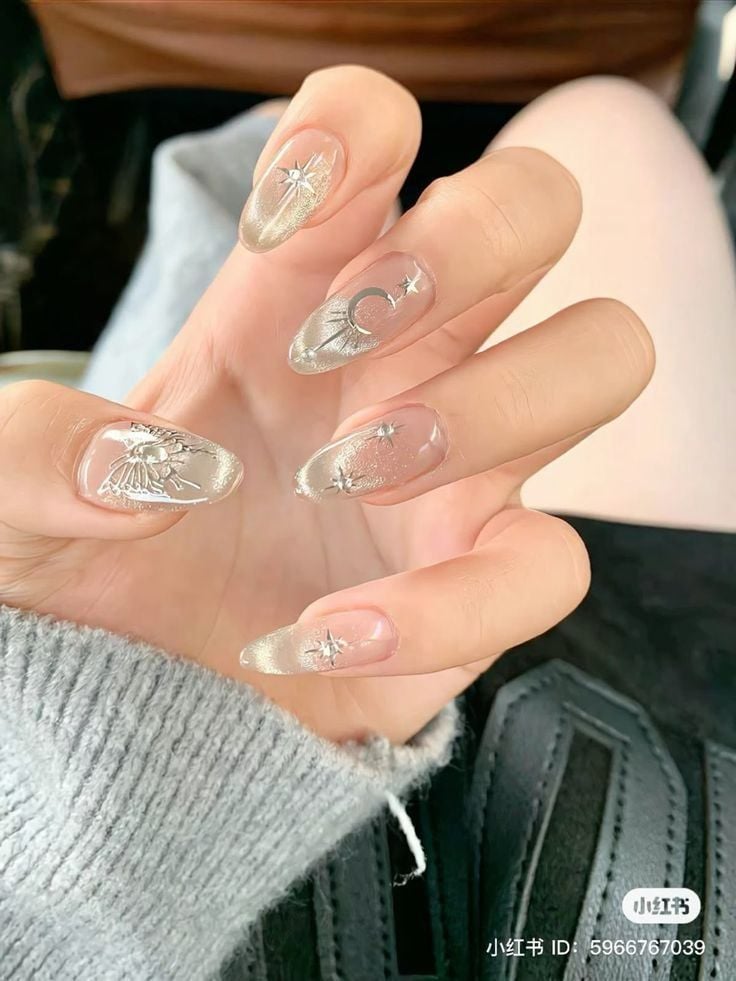 nail loang ẩn xà cừ, ánh nhũ