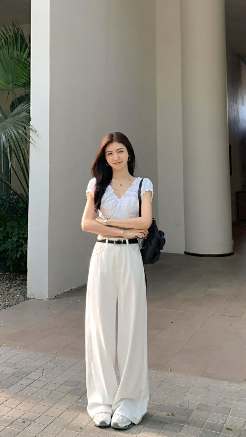 phối đồ với quần culottes ống rộng