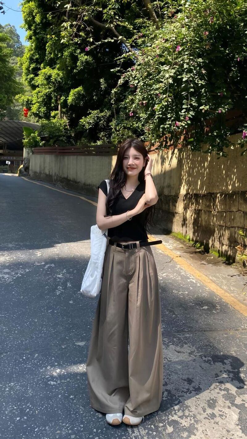 phối đồ với quần culottes ống rộng