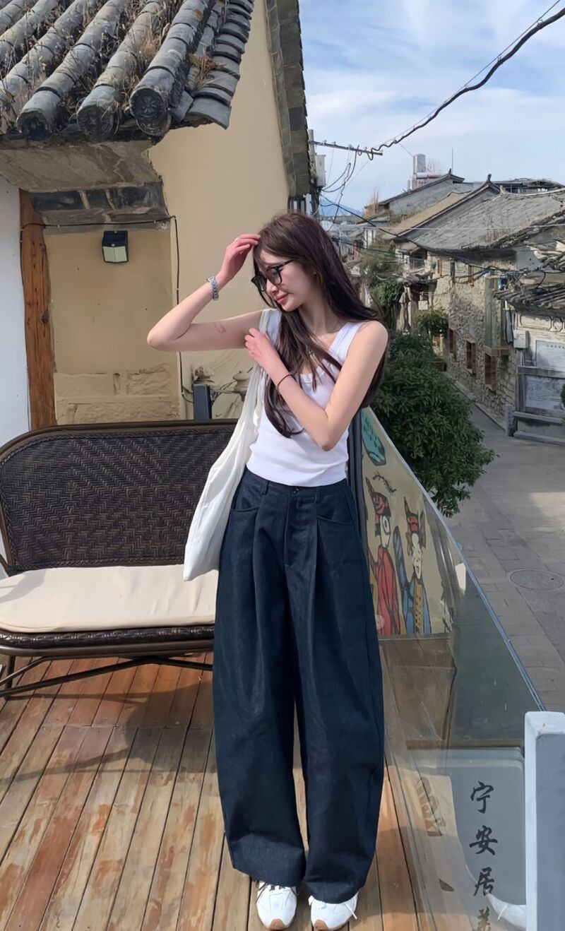 phối đồ với quần culottes ống rộng