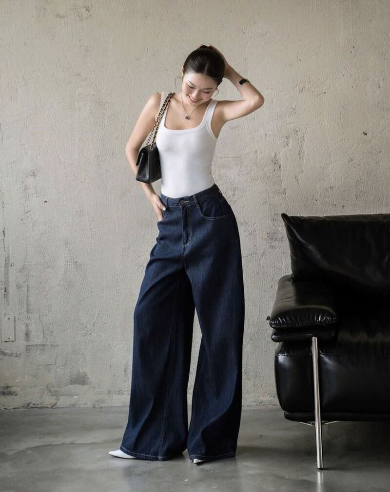 phối đồ với quần culottes ống rộng