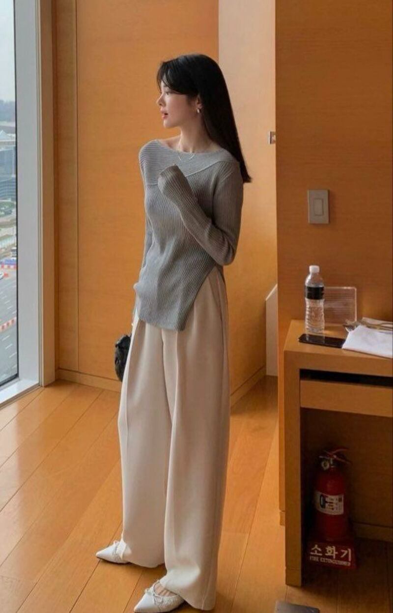 phối đồ với quần culottes ống rộng