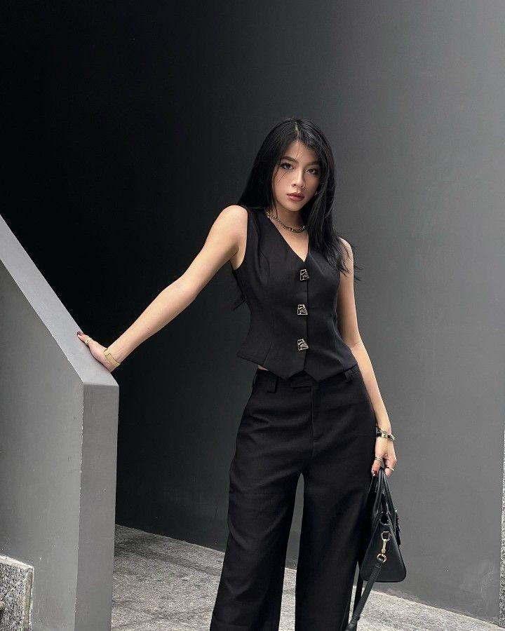 phối đồ với áo gile
