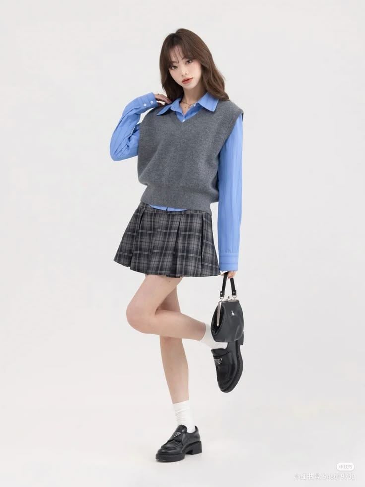 phối đồ với áo gile