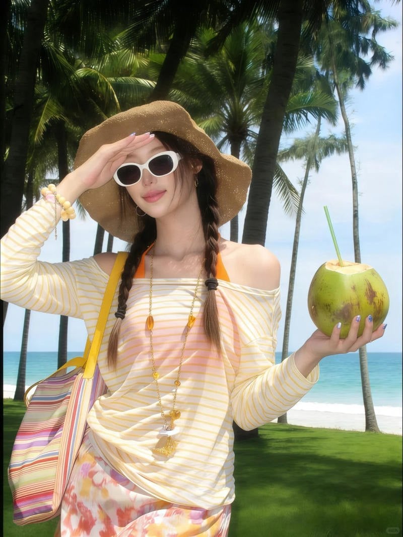 Thưởng thức trái cây hoặc đồ uống nhiệt đới