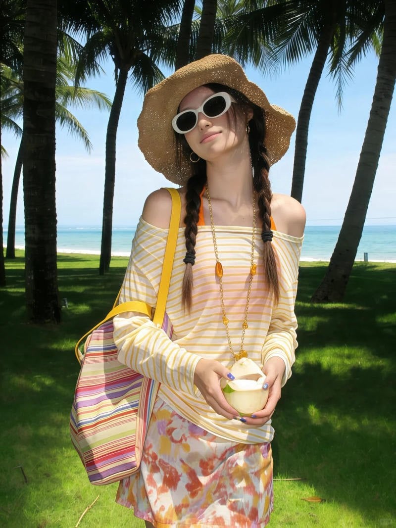 Thưởng thức trái cây hoặc đồ uống nhiệt đới