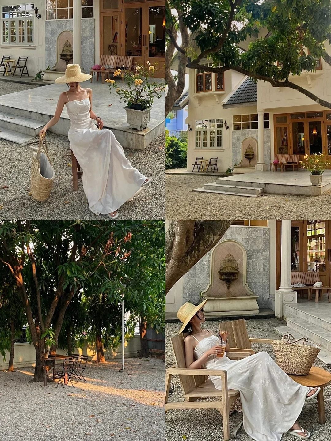 21. Concept chụp ảnh trong sân vườn (tận dụng ghế ngồi, tạo dáng với góc rộng và góc cận)