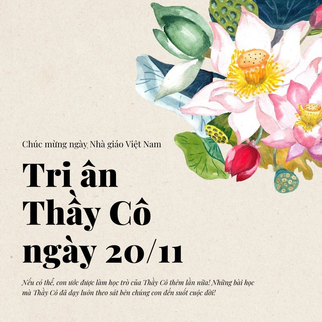 Thiệp 20/11 phong cách đơn giản, tinh tế