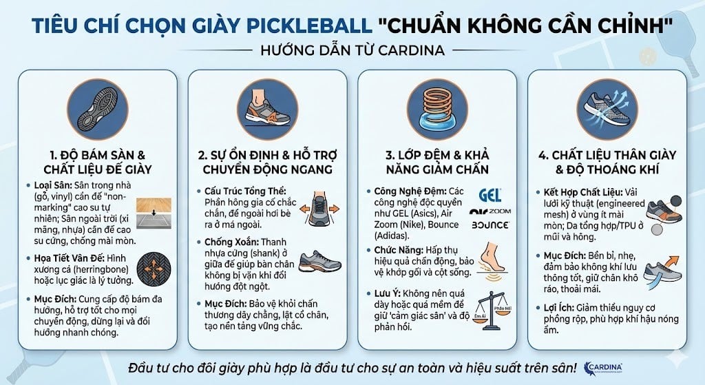 Tiêu Chí Giúp Bạn Chọn Giày Pickleball 