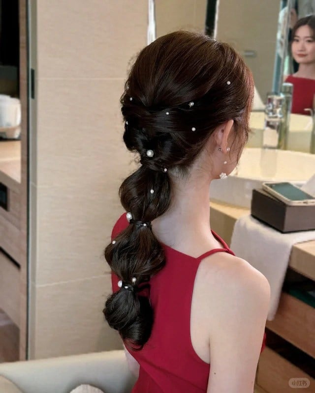 kiểu tóc cô dâu mặc áo dài