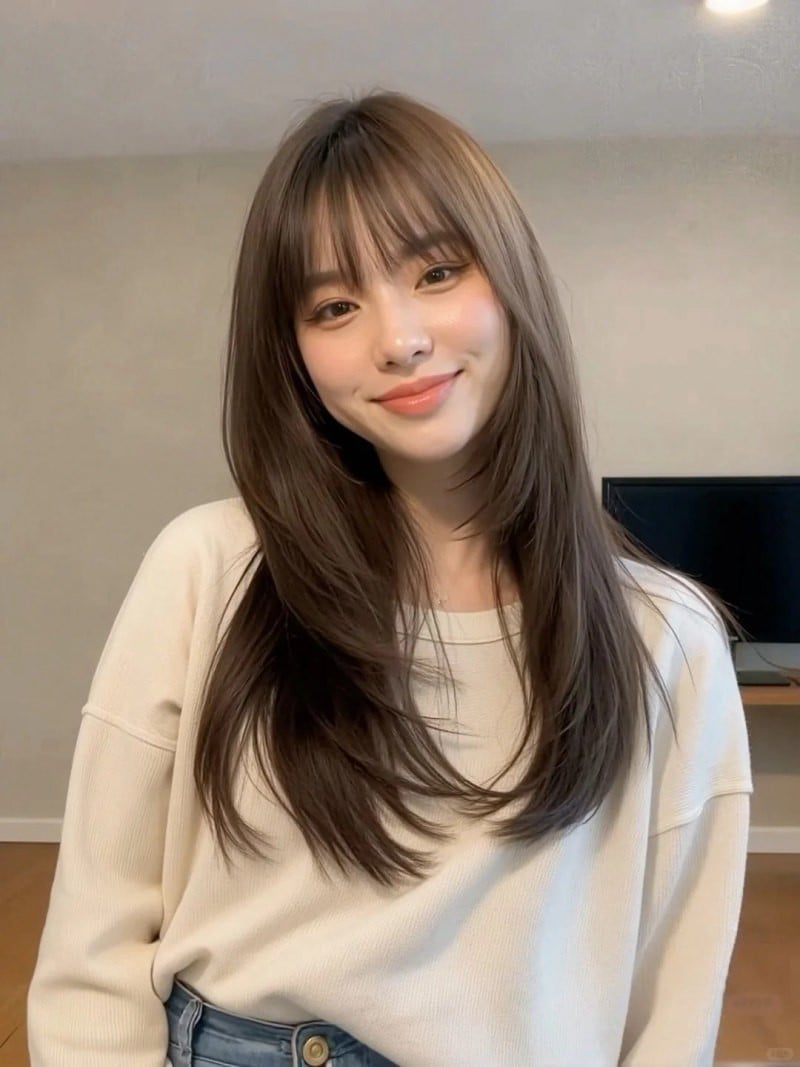 tóc mái thưa layer