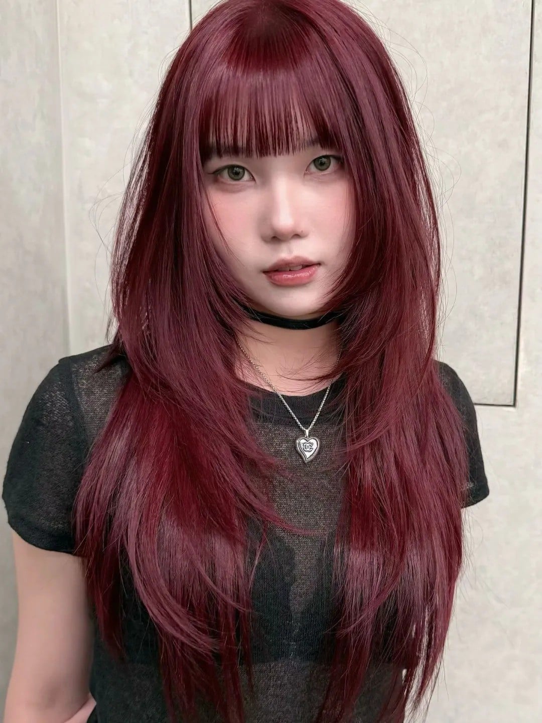 Tóc Layer màu đỏ rượu