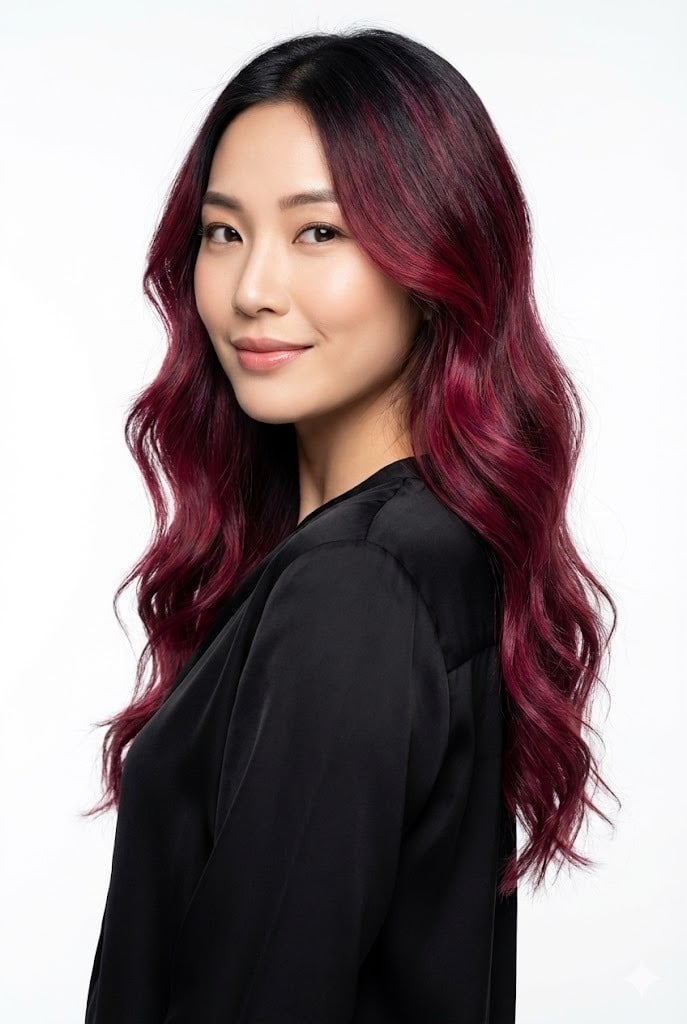 Màu phúc bồn tử phối kỹ thuật Balayage