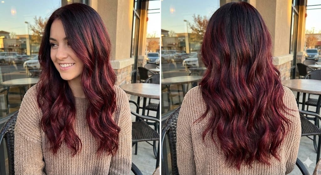 Tóc màu đỏ rượu balayage