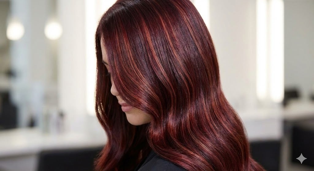 Tóc màu đỏ rượu highlight