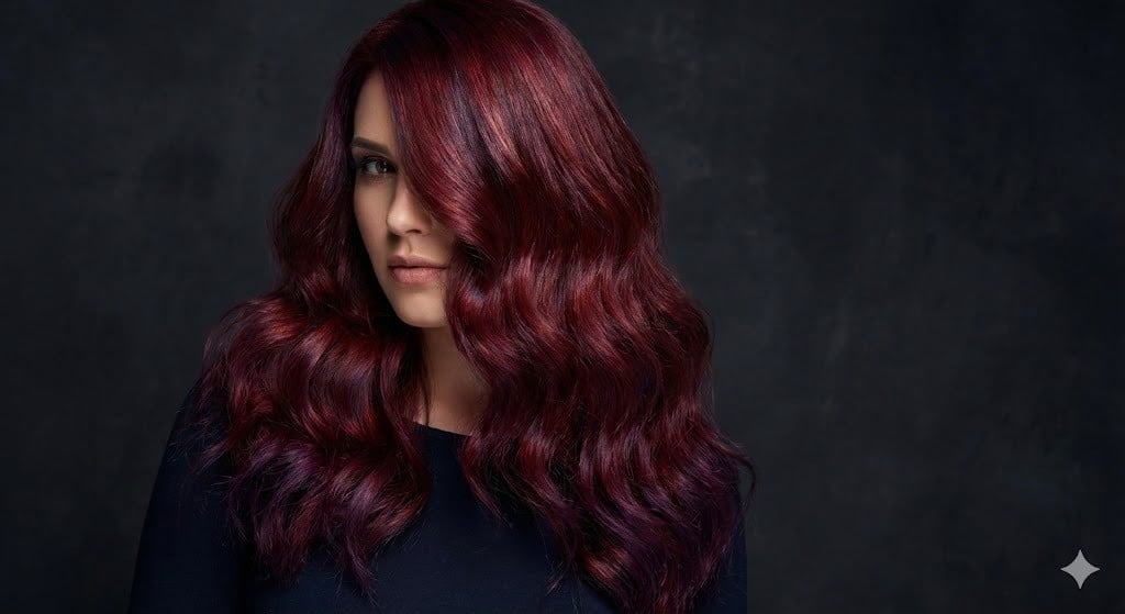 Tóc màu đỏ rượu vang ánh tím