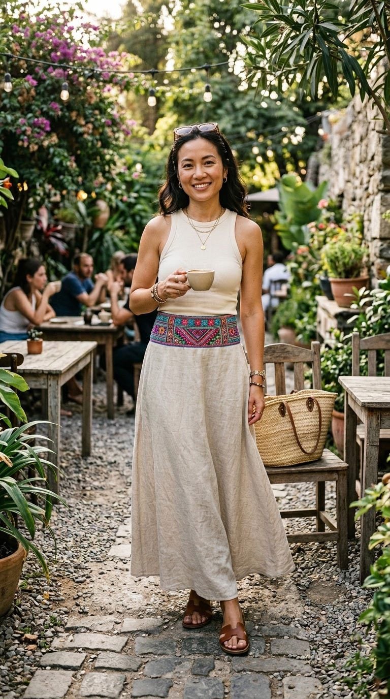 Phong cách Boho-Chic với chân váy và thắt lưng Mông