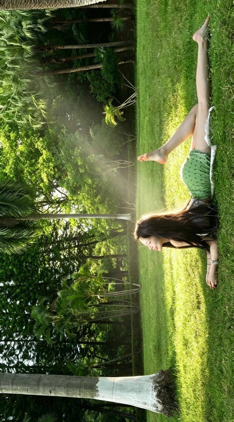 trend nằm bãi cỏ