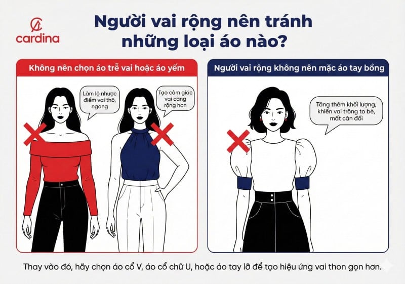 kiểu áo cho người vai rộng