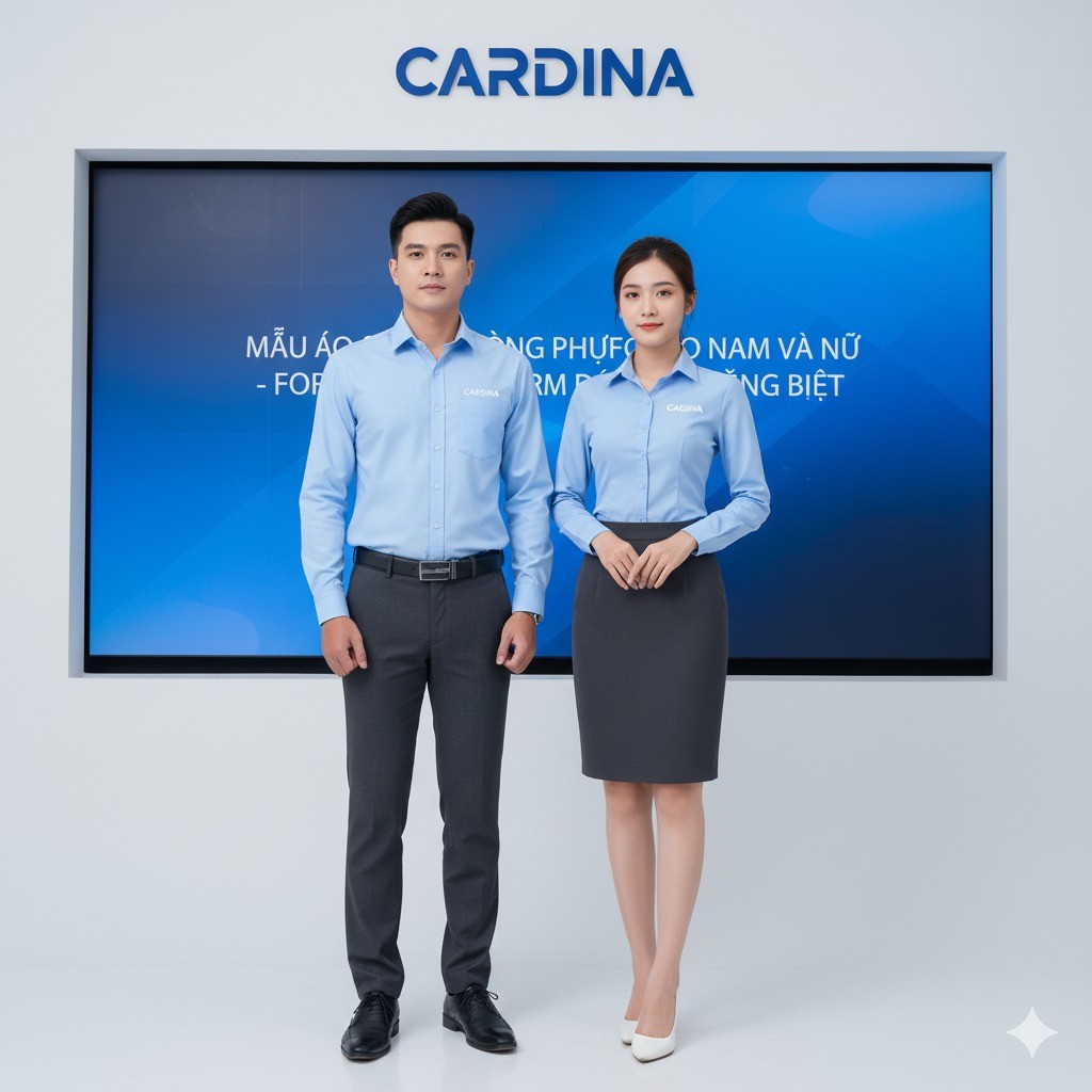 Mẫu áo sơ mi đồng phục cho nam và nữ với form dáng riêng biệt