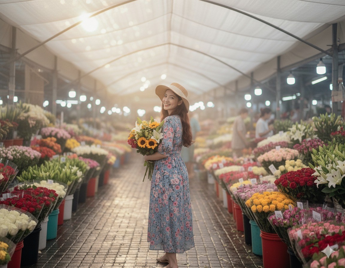 Bỏ túi kinh nghiệm khi check-in tại chợ hoa Quảng Bá