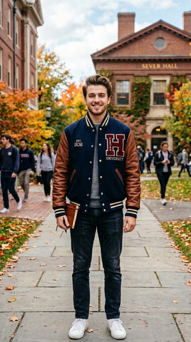 Varsity Jacket phối tay da