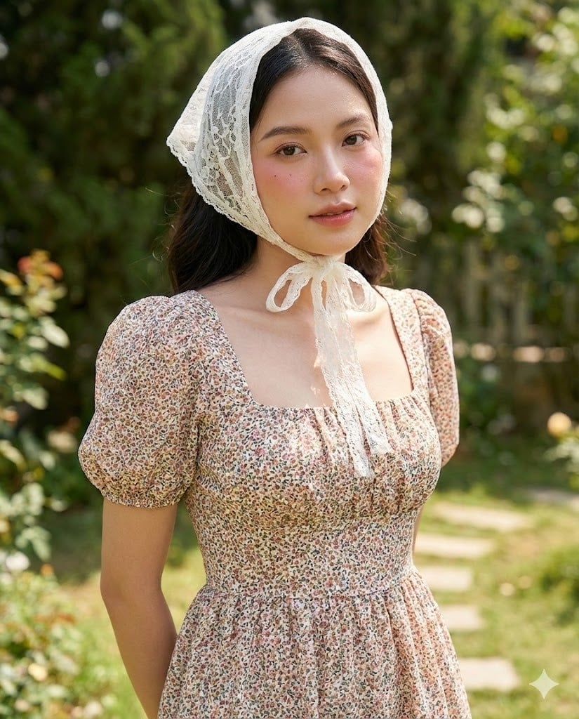 Váy đầm và Bonnet ren