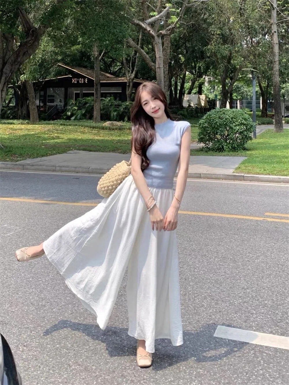 Váy quần chất liệu Jean/Denim