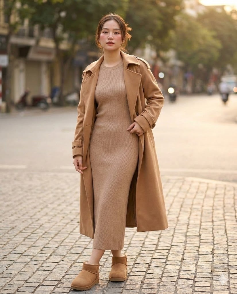 12. Váy len body dáng dài