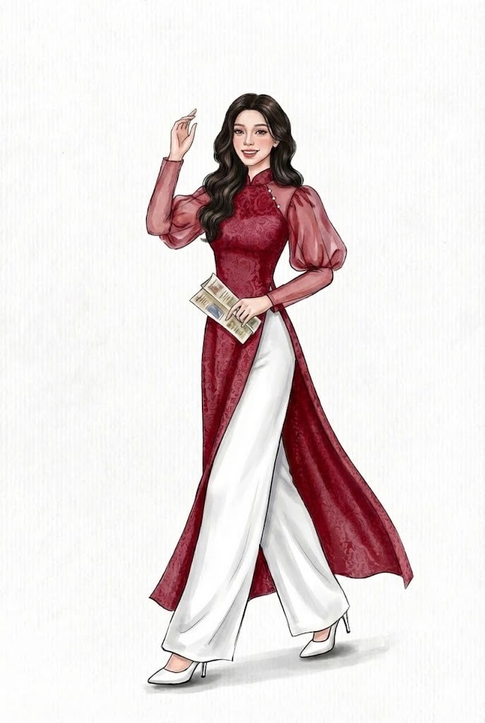 vẽ áo dài đơn giản mà đẹp