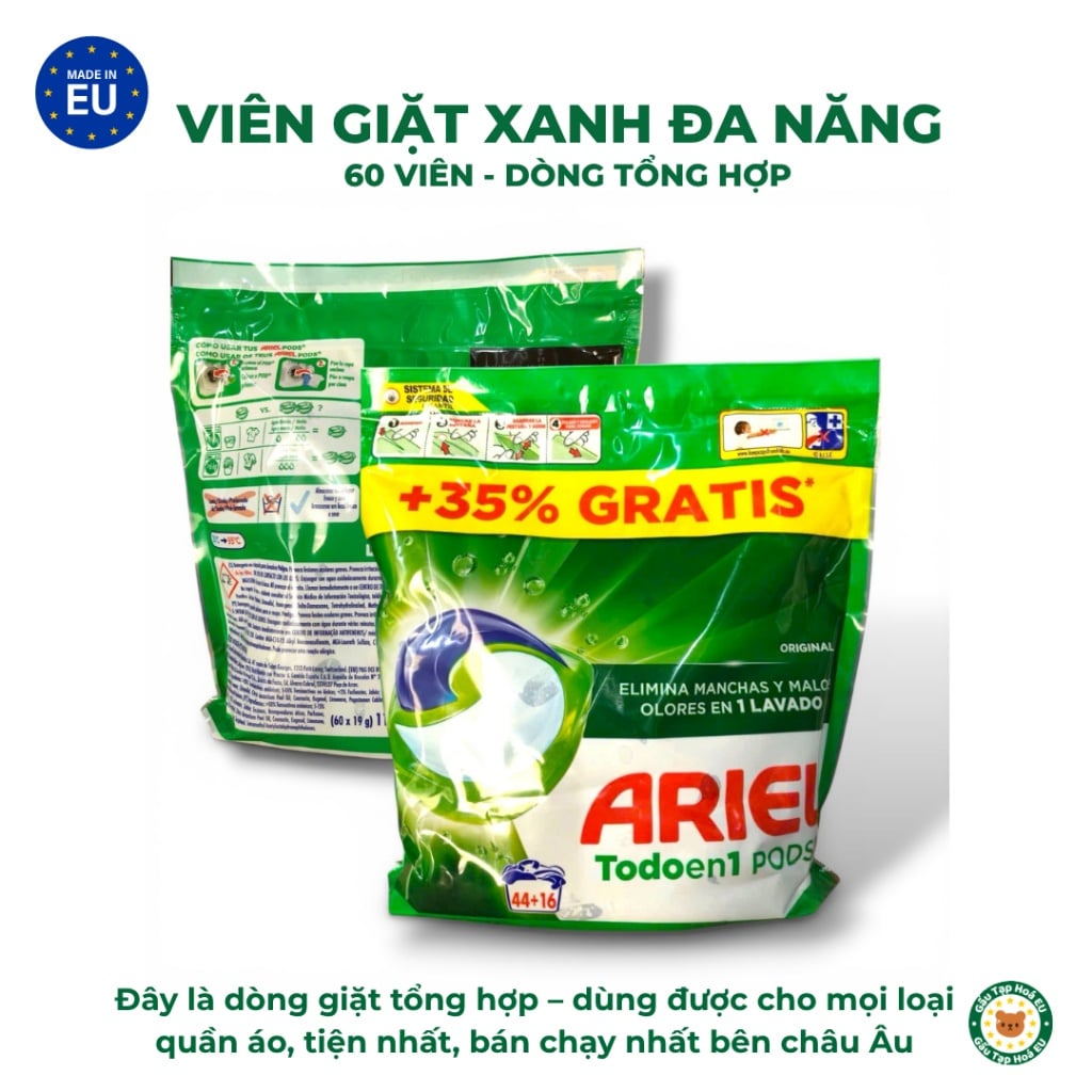 Viên giặt Ariel 3-in-1 (Nhật Bản/Việt Nam)