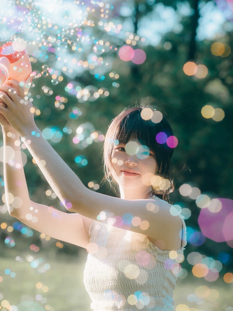 chụp ảnh với bong bóng xà phòng