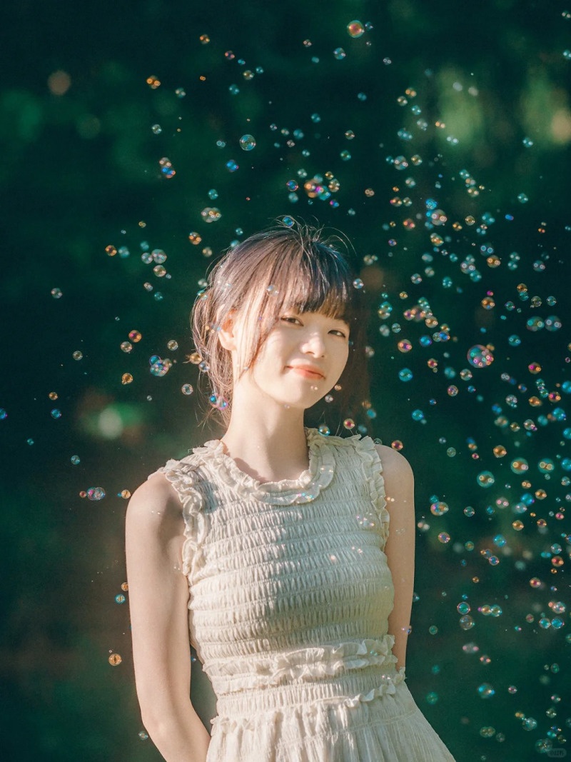 chụp ảnh với bong bóng xà phòng