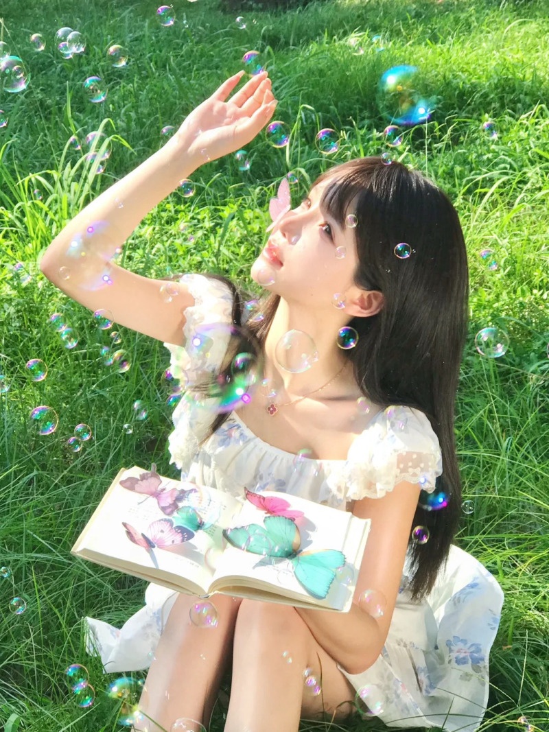 chụp ảnh với bong bóng xà phòng